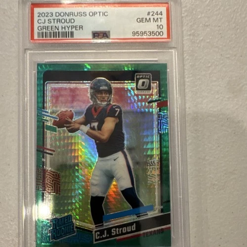 Panini Donruss Optic Rated Rookie C.J. Stroud #244 Green Hyper PSA 10 Texans