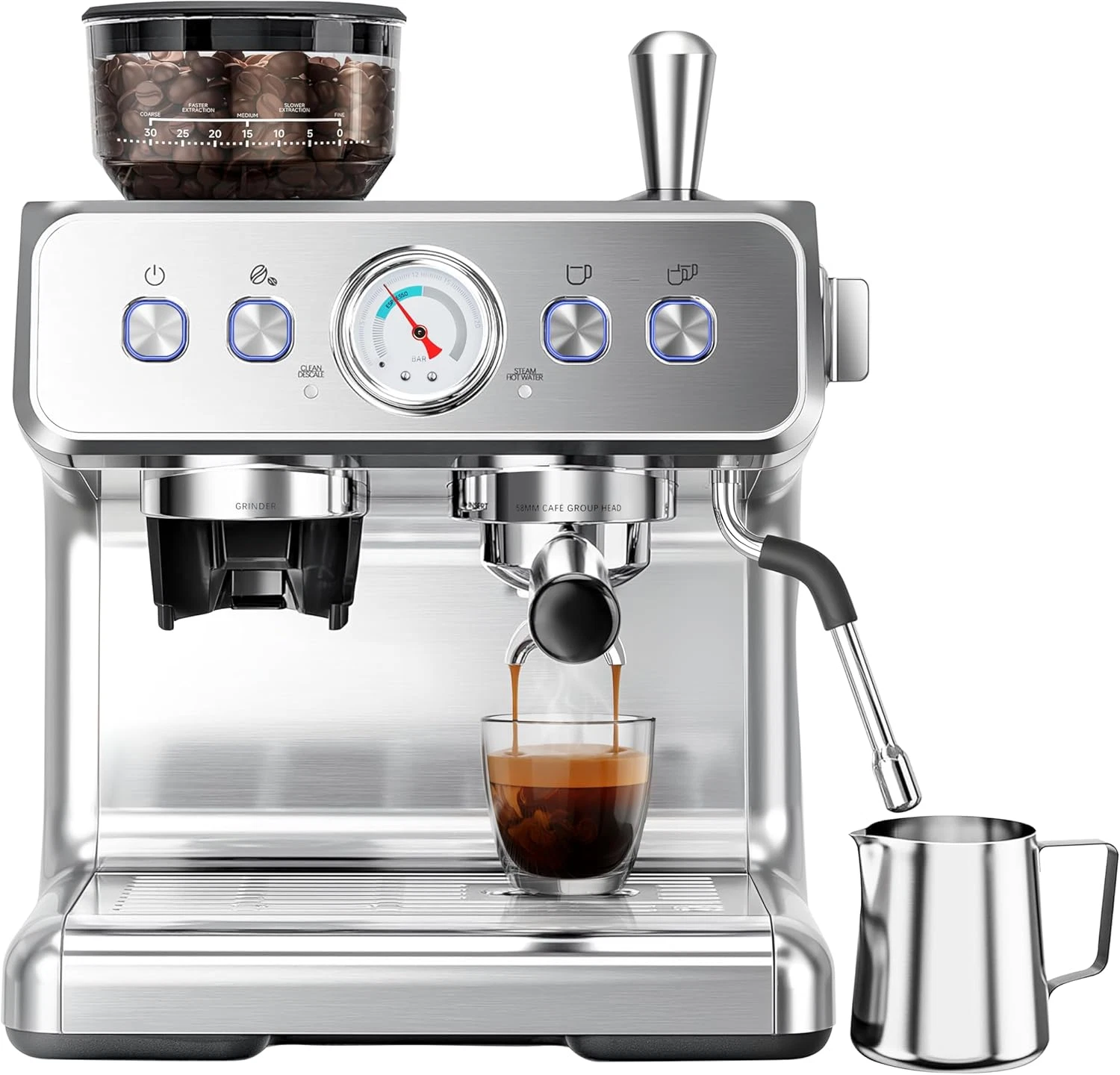 20 Bar Espresso Machine with Grinder & Frother - Perfect for Home Baristas