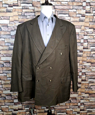 #ad Mazzoni Blazer Jacket Mens 54L Brown VL Double Breasted Peak $35.00