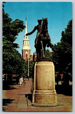 Vintage 1964 Paul Revere Statue Postcard Boston Massachusetts Landmark