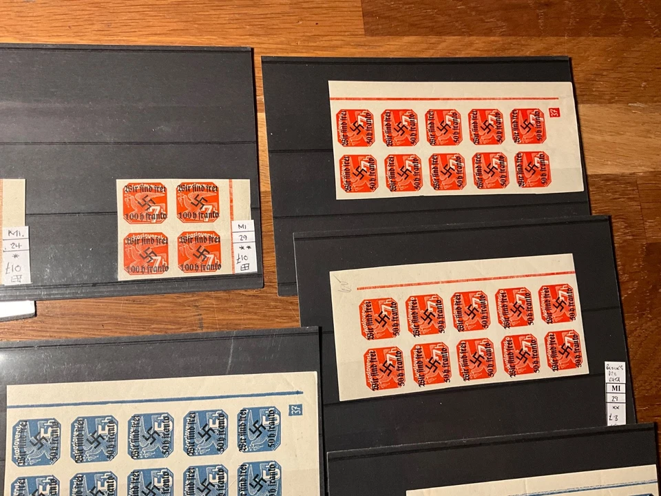 Germany Czechoslovakia Swastika Overprint  in mint imperf blocks lot1 ad1 - Image 4 of 4