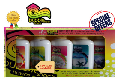 Bubble Shack Hawaii Organic Kukui Shea Silky Lotion 5 Pk - FROM hAWAII