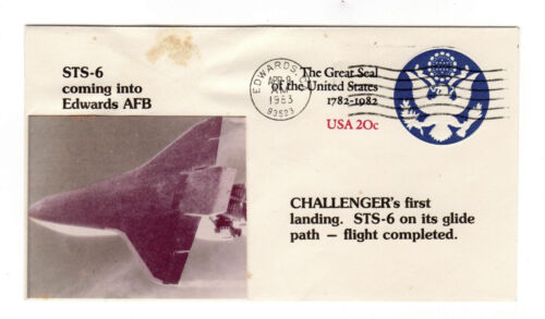 Space Shuttle STS-6 Shuttle Glide into Landing Edwards pmk SARZIN Cover - 第 1/1 張圖片