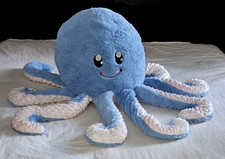 JUMBO BLUE SMILING OCTOPUS PLUSH 36 long XL Large Soft Pillow