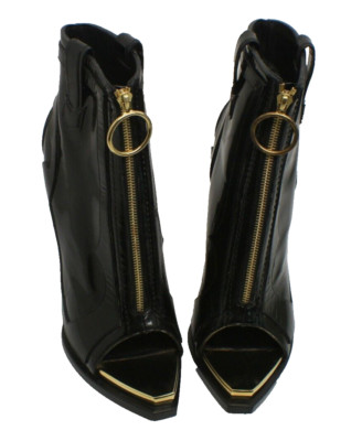   Givenchy Peep Toe Black Heeled Boots - Sleek Designer Footwear 40 1/2  
