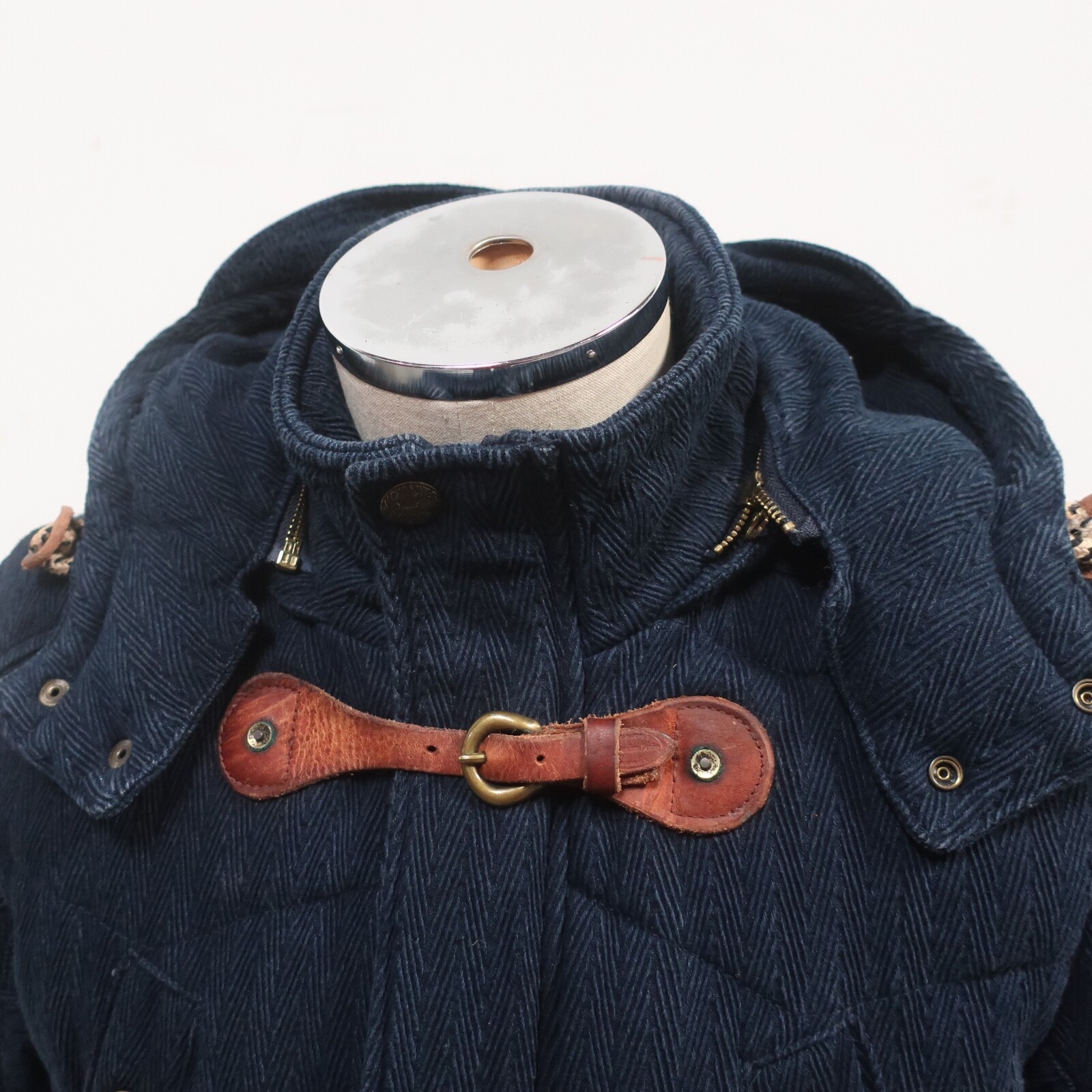 Jack & Jones Quilted Parka Jacket Hooded Leather Trim image 5