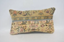 Pillow Sham, Kilim Cushion Sham, 12"x20" Beige Pillow Cover, Pillow for Sofa