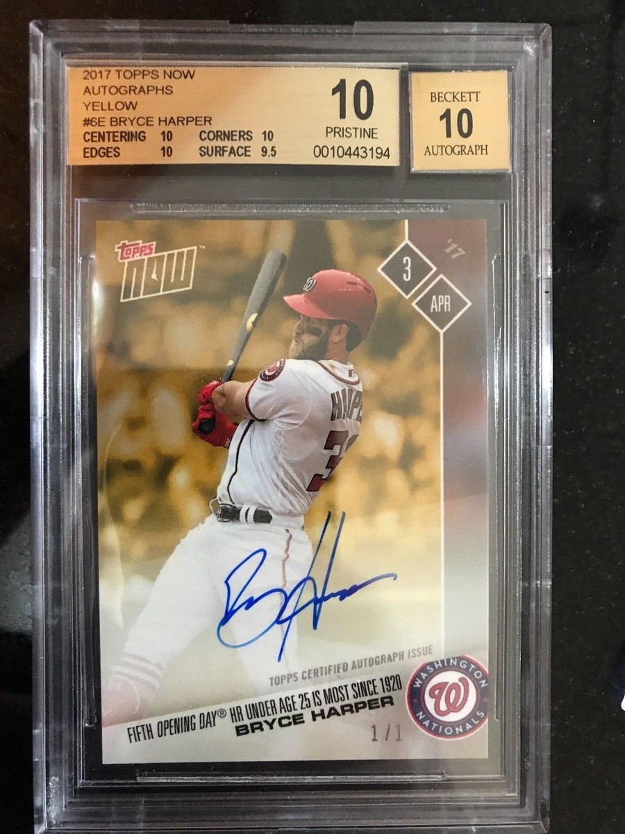 ON-CARD AUTO # TO 1- BRYCE HARPER - TOPPS NOW -BGS 10- 1/1 HARPER