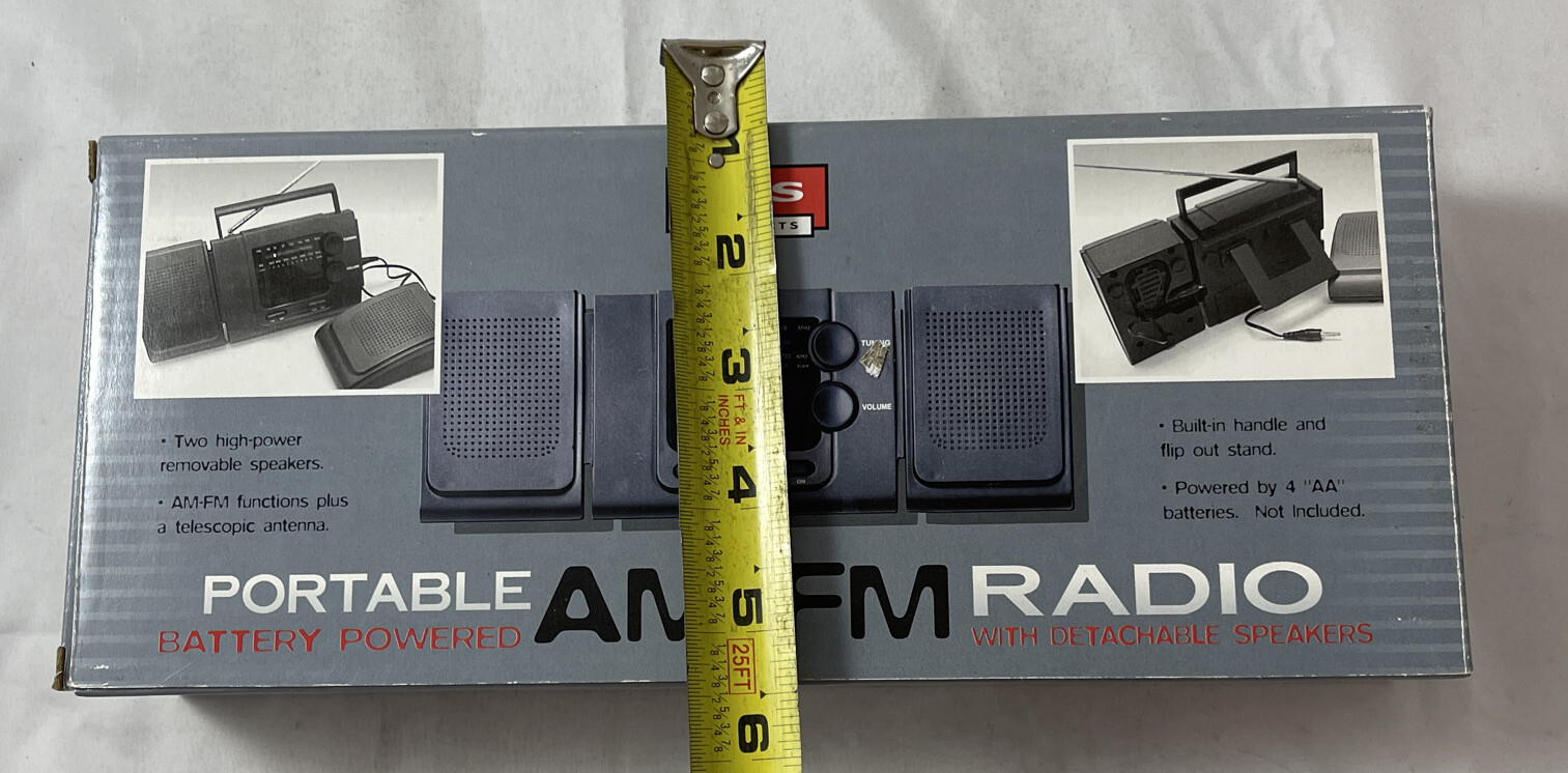 Portable Radio Mini AM/FM Radio Detachable Speakers Battery Powered LHS ...