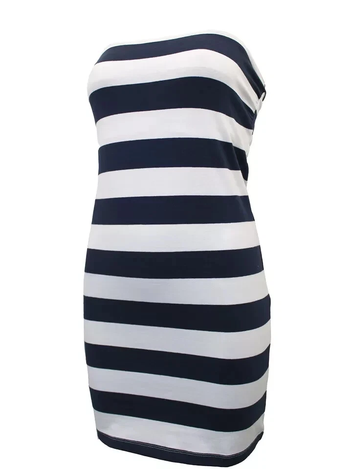 UNDERCOVER Abito estivo Basic U marino e bianco a righe supporto segreto senza spalline S UK 10 12