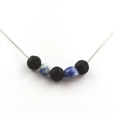 stones And Minerals. Lava Bead Necklace 8 Mm + Blue Jasper From South Africa