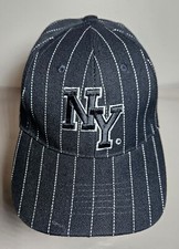 NYC 1664 New York Pinstripe Black Canvas Strapback Hat/Cap Embroidered