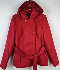 Celebrity Pink Size Xl Juniors Hooded Double Breasted Peacoat With Belt Black