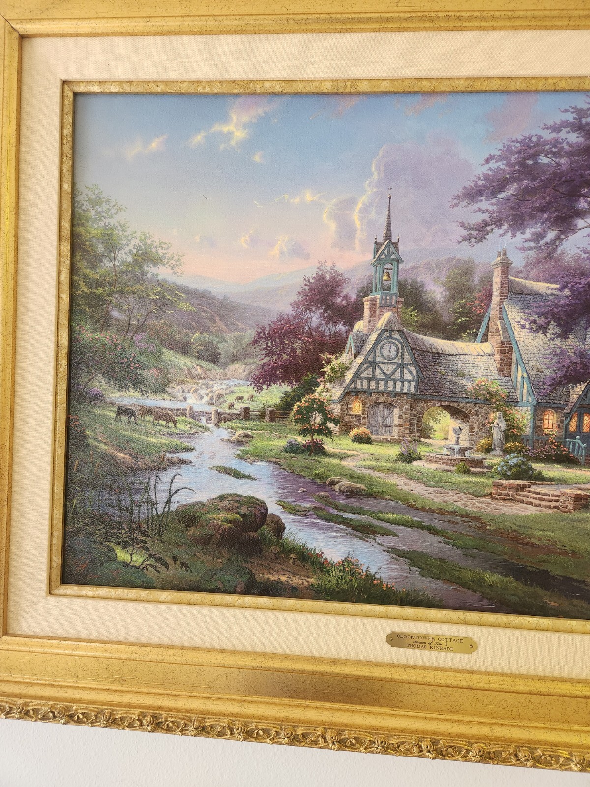 Thomas Kinkade Clocktower Cottage 18"x27" Framed Numbered on Canvas