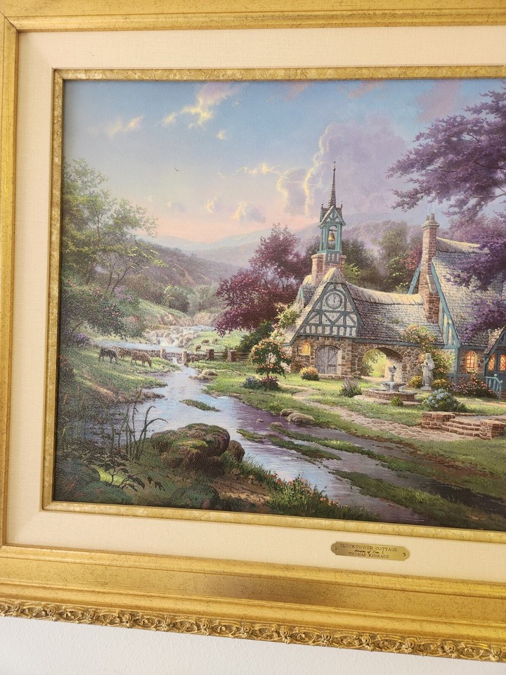 Thomas Kinkade Clocktower Cottage 18"x27" Framed Numbered on Canvas