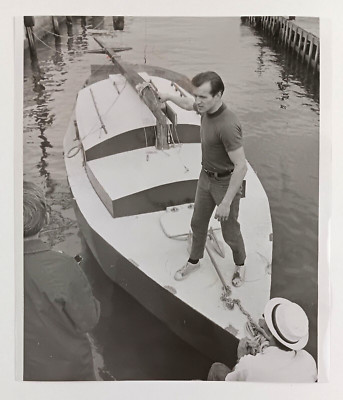 1968 Miami Florida Sailboat Sailing Nautical Man On Deck FL Vintage Press Photo