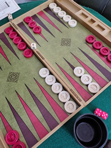 Whittlecraft Backgammon - complete 1970s full size cased set with rules leaflet - Picture 5 of 24
