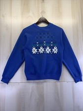 Vintage 1990s Sweats Express by Tultex Blue Snowflake Graphic Sweatshirt-6848