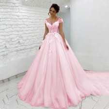 Princess Pink Off the Shoulder Wedding Dresses A Line Lace Appliques Bridal Gown