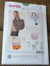 Burda Style Pattern 6828 Cat - Fox More Animal Face Totes Shoulder Bags