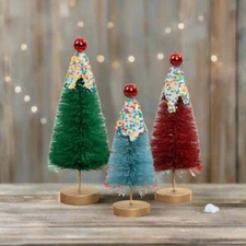 Ragon House Christmas Sprinkle Topped Bottle Brush Trees Set Of 3