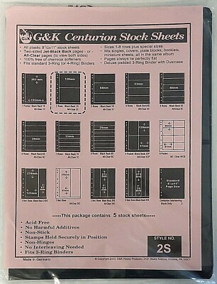 G&K Centurion Stock Sheets, Style No. 2S, 5 Stock Sheets per pack, Two-Sided 