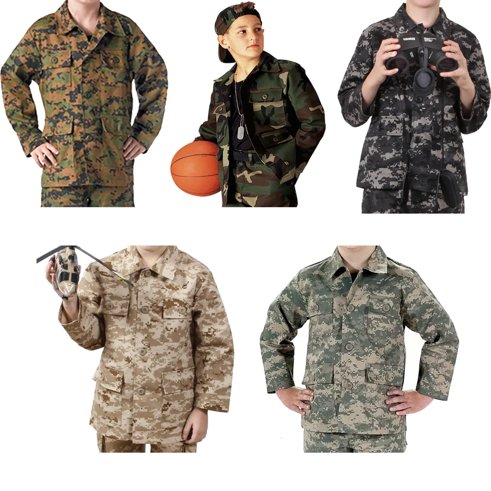Kids Military Camouflage BDU Shirt Childrens Army Fatigues Coat Uniform Top - Image 2 of 3