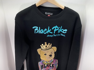 Black Pike Sweatshirt Mens Size XL Hip Hop Pimpin Teddy Bear Black
