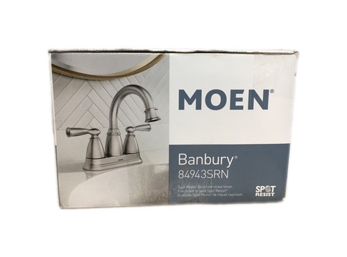 MOEN Banbury 4 in. Centerset Double Handle Bathroom Faucet in Brushed Nickel - Picture 1 of 2