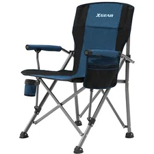 Camping Chair Hard Arm High Back Lawn Chair Heavy Duty With Cup Holder For Camp 