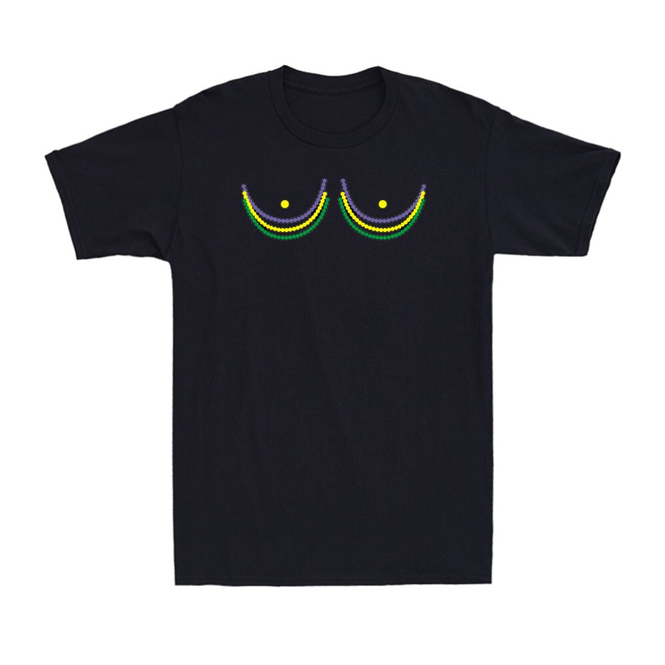Boobshirt Mardi Gras 2024 Shirt Funny Beads Boobs Outline Novelty Men's