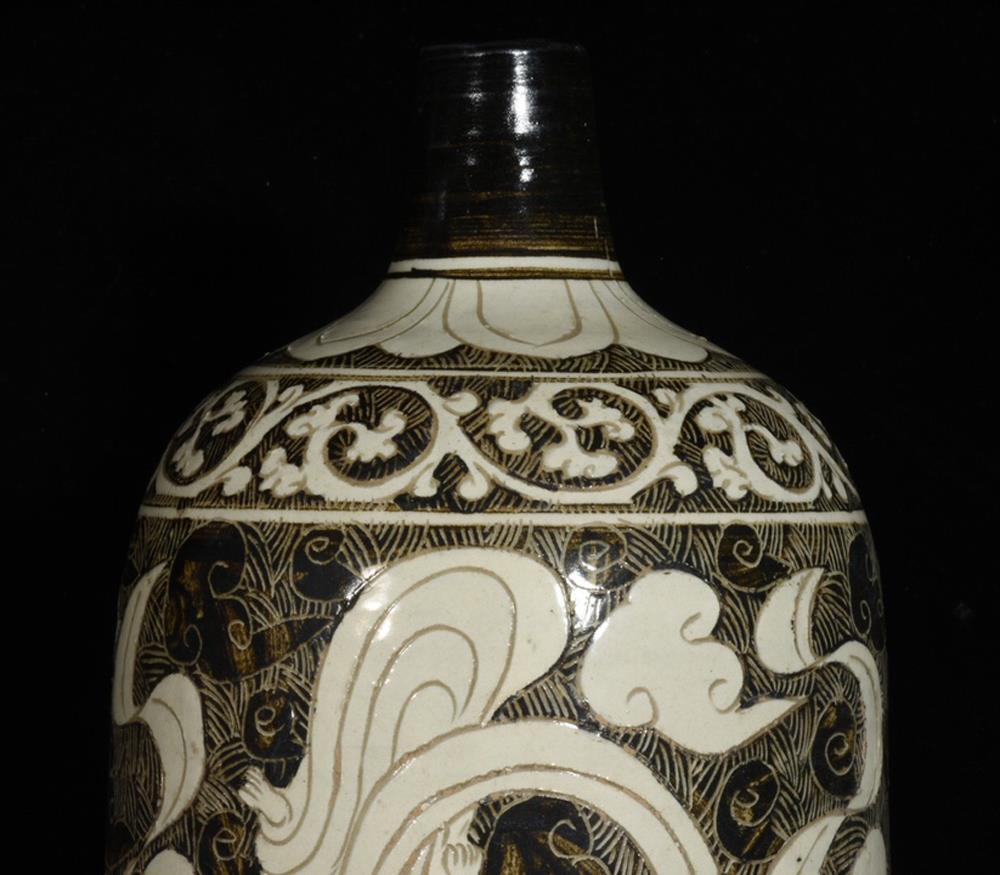 40CM Old Chinese Cizhou Kiln Vase w/lady N2998 | eBay