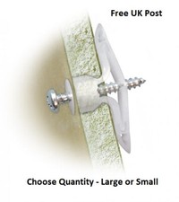 PLASTERBOARD Poly Toggle Fixings & Screws Holloe Cavity Stud Dry Wall Anchors.