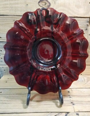 Vintage Anchor Hocking  Oyster And Pearl Ruby Red 13.5'' Sandwich Platter Cookies