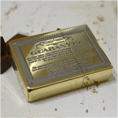 Zippo 1935 Replica Guarantee Card Brass Antique Gold Etching