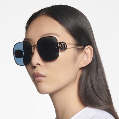 サングラス DIOR Woman Sunglasses Yellow DIORCANNAGE S1U b0b0 Dior Sunglasses For Women | Gold Metal Blue Lens Oversized