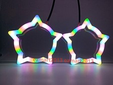 2pcs Dream color Flow RGB Pentagon Star halo ring Turn Signal Flash DRL Chasing