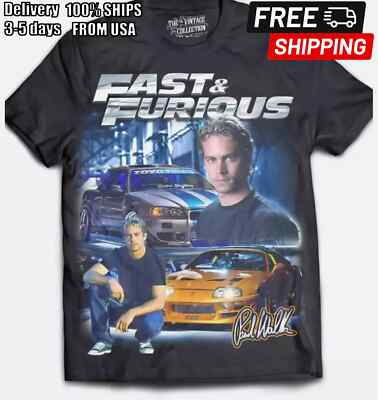 Fast and the Furious Paul Walker Graphic Black Shirt Unisex Men Women