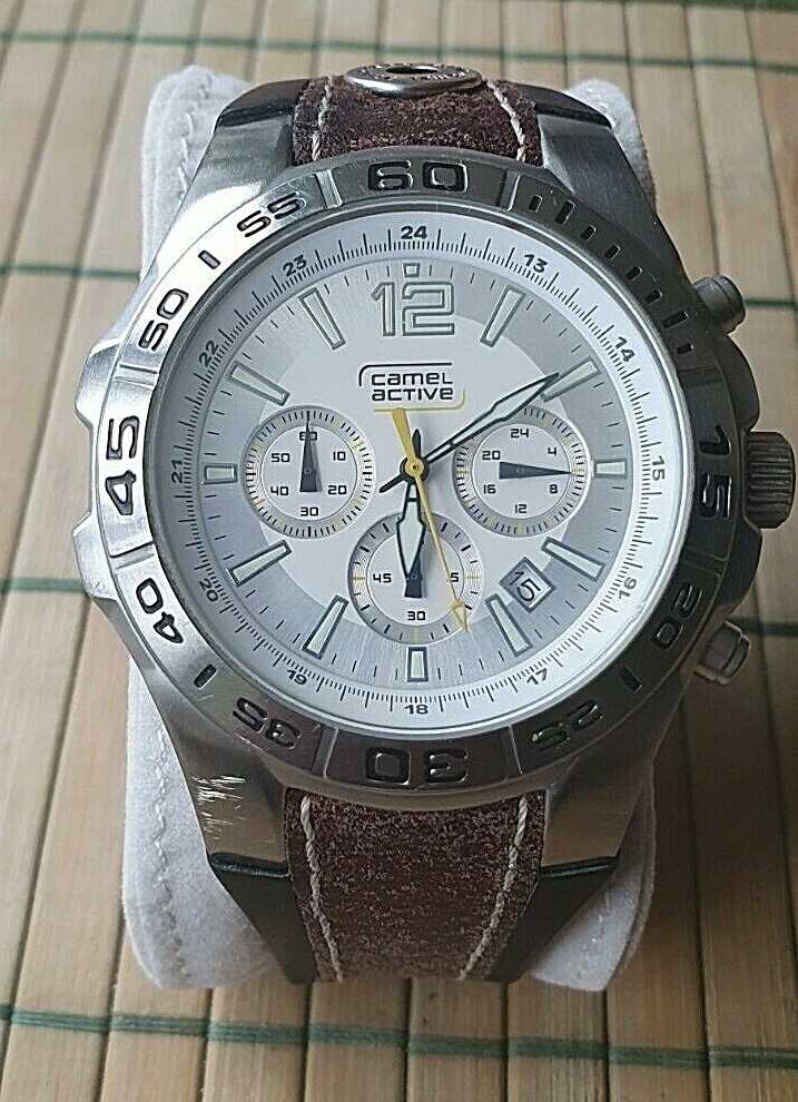 Camel Active Chronograph Männer---silber---Leder/Gumiert Armband