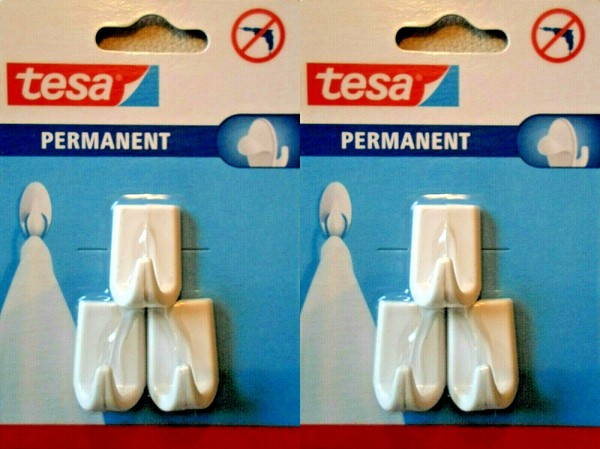Tesa Klebehaken Handtuchhaken Wandhaken Haken Selbstklebend 6 StüCk Weiß-image