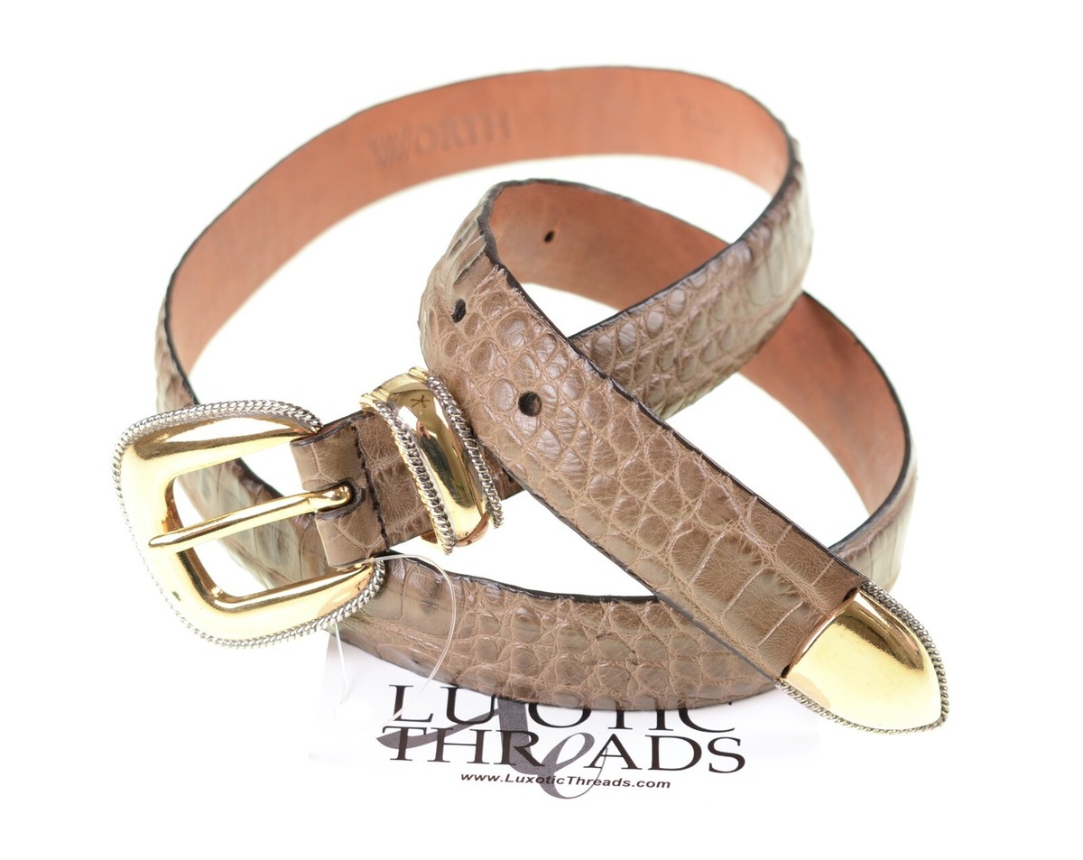 WORTH Made in USA Brown Gray Womens Genuine Alligator Gold  display picture 1