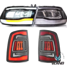 For 2009-2018 RAM 1500/2500/3500 LED Reflector Headlights + Red Tail Lights Sets