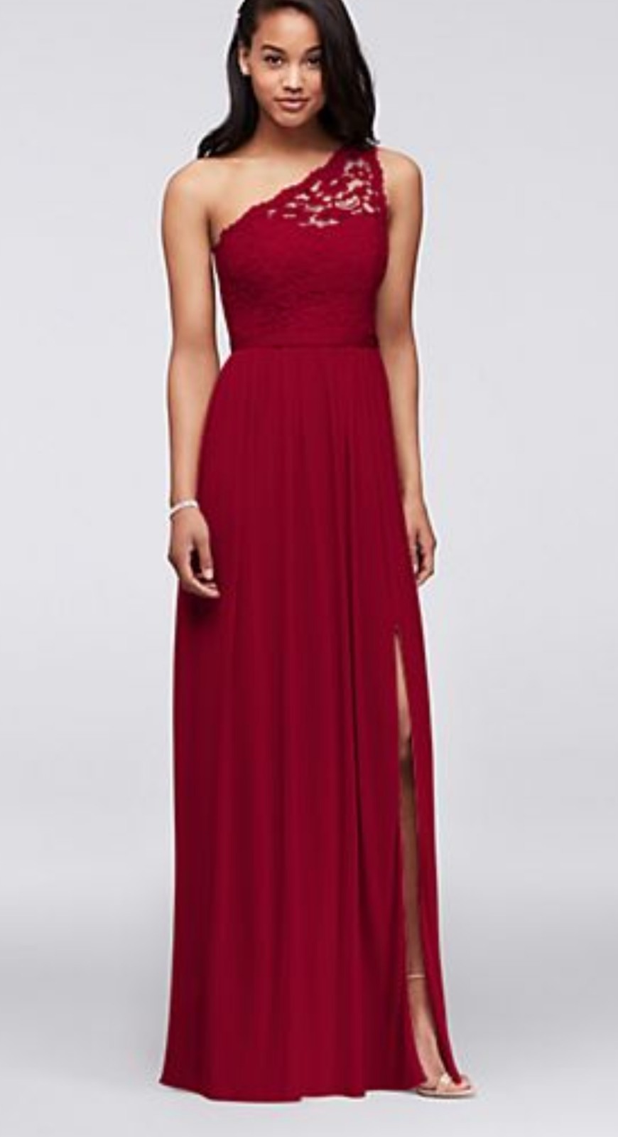 david's bridal one shoulder lace