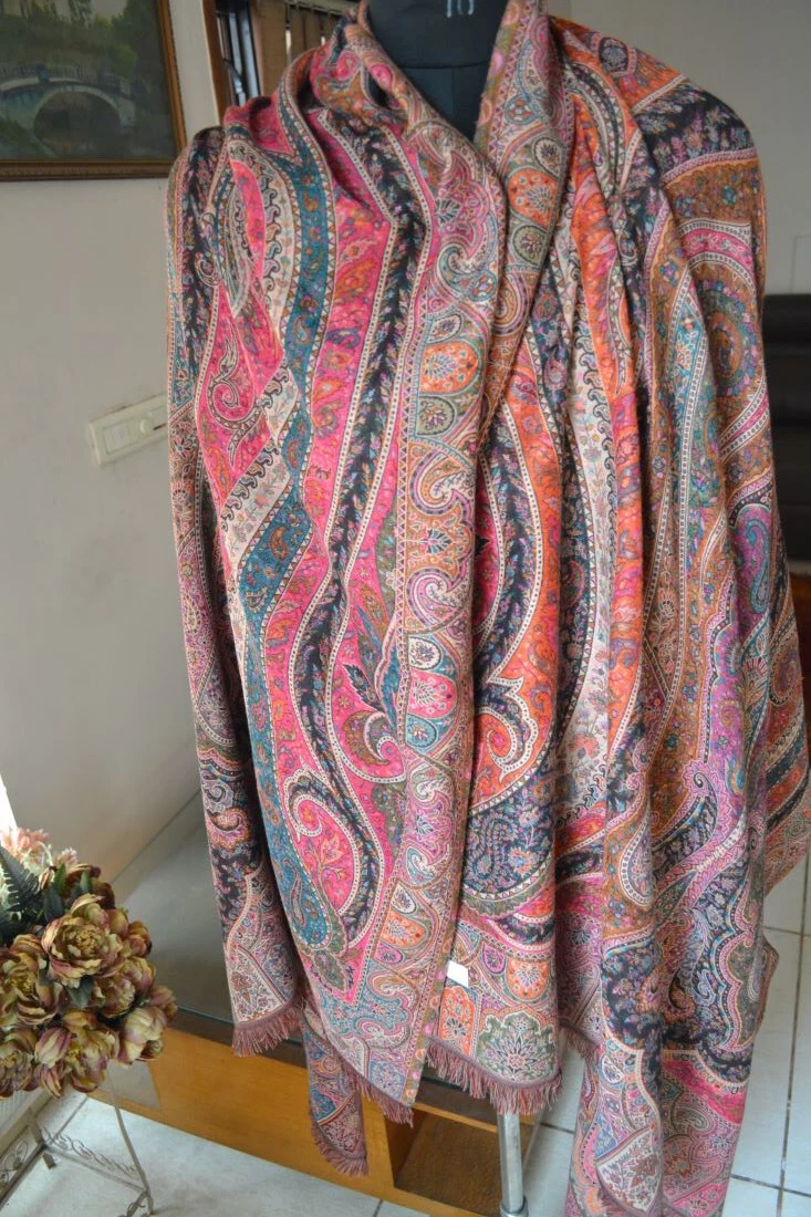 MULTICOLOR PAISLEY JACQUARD SHAWL PASHMINA CASHMERE BLEND SCARF ALL SEASONS WRAP