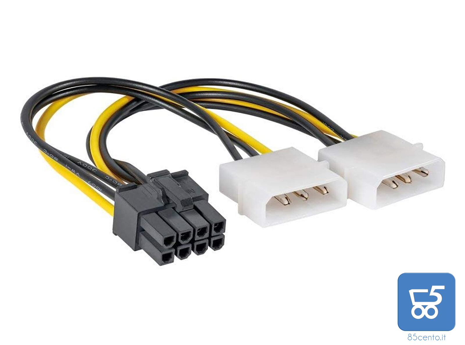 Cavo alimentazione scheda video da Molex a PCI-E 8 pin femmina 15 cm