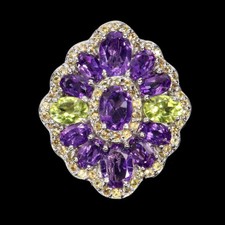 925 Sterling Silver Ring Pear Amethyst Peridot Sapphire Gemstone jewelry Size 7