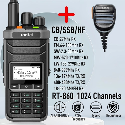 RT-860 Wielopasmowe radio szynkowe HF UHF VHF Dual Band z AM USB LSB CW CB Recepcja - Zdjęcie 3 z 32
