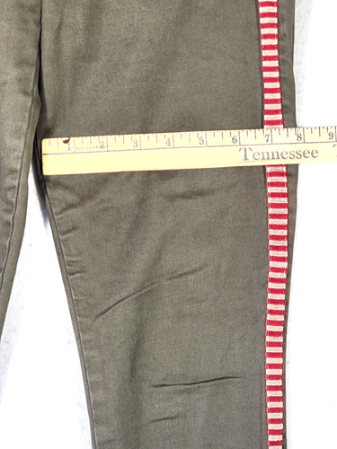 J Crew Women’s Size 26 Army Green Toothpick Tux Stripe Ankle Jean NWOT - Picture 9 of 12