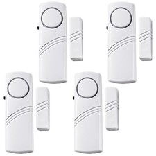 4 Pcs Door Window Alarm,Home Magnetic Burglar Alert Sensor,Loud White