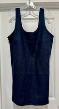 NWT Banana Republic Navy Linen Sleeveless Shift Dress with Back Pocket Size XL